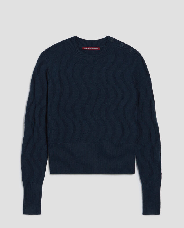 Round neck merino wool jumper J690 blueberry