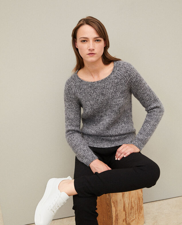Flecked mohair jumper Light grey/noir/silver gray