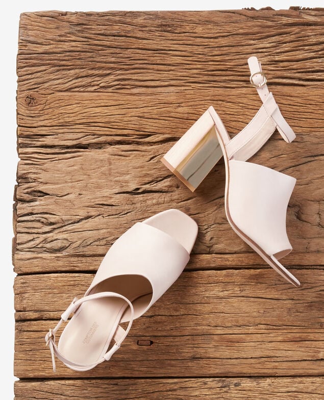 Leather sandals with cone heels Nude