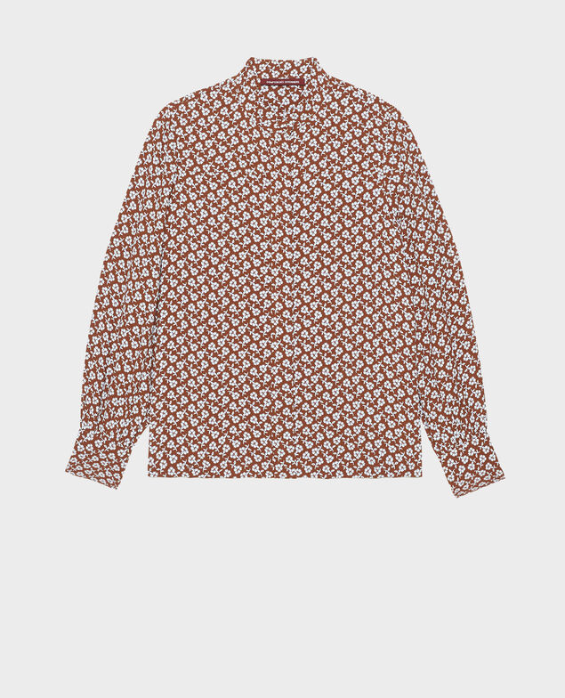 Long-sleeve floral print blouse Print fleurettes tortoise shell