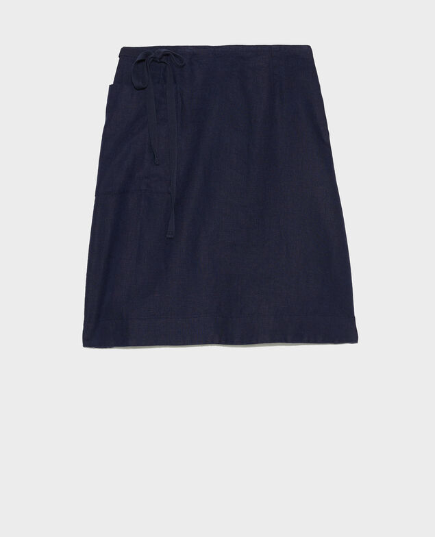 Linen wrap skirt Maritime blue