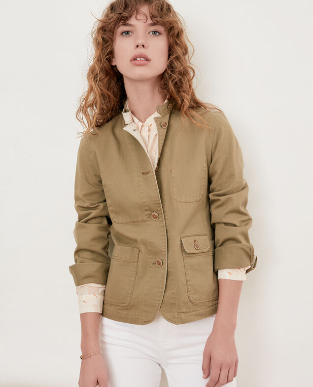 Mandarin collar jacket Mastic