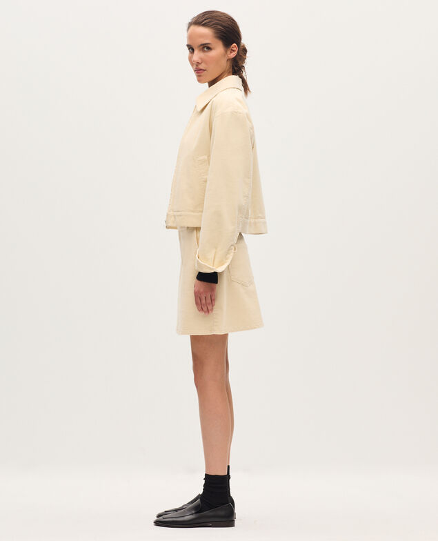 Corduroy mini skirt U010 off white
