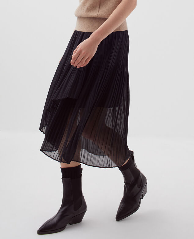 Pleated midi skirt H091 black beauty