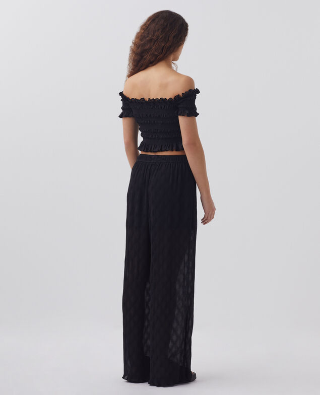 Cropped smock top H091 black beauty