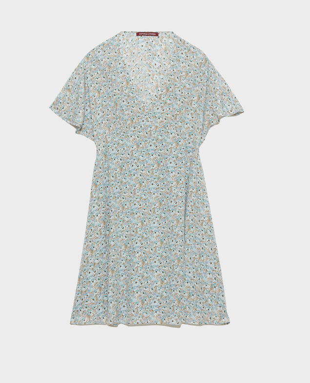 Silk mini dress Art deco blue