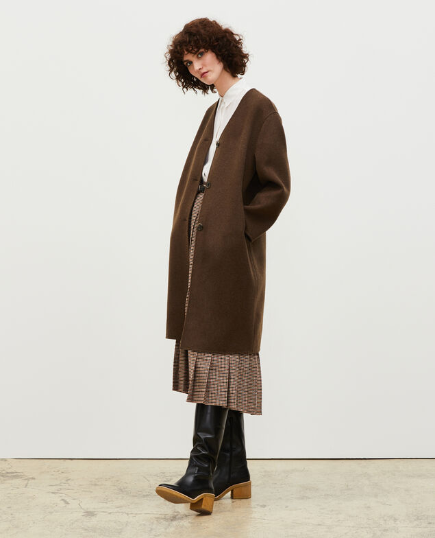 Double-sided wool coat Heather kaki