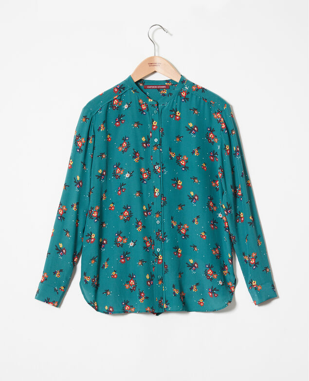 Mandarin collar blouse Bouquet mediteranea
