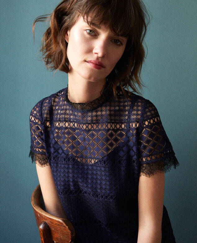 Openwork lace blouse Peacoat