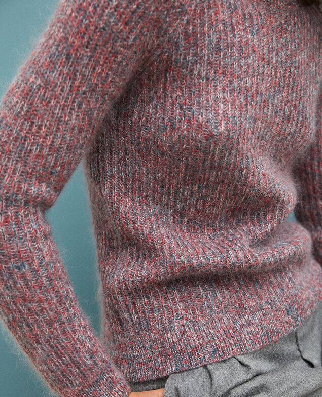 Flecked mohair jumper Pompeian red/ultra green/off white