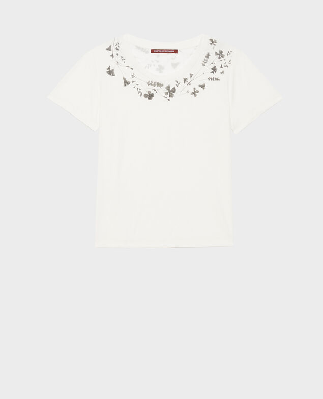 Loose round neck t-shirt Cloud dancer