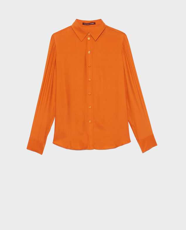 SIBYLLE - Silk boyfriend shirt Harvest pumpkin