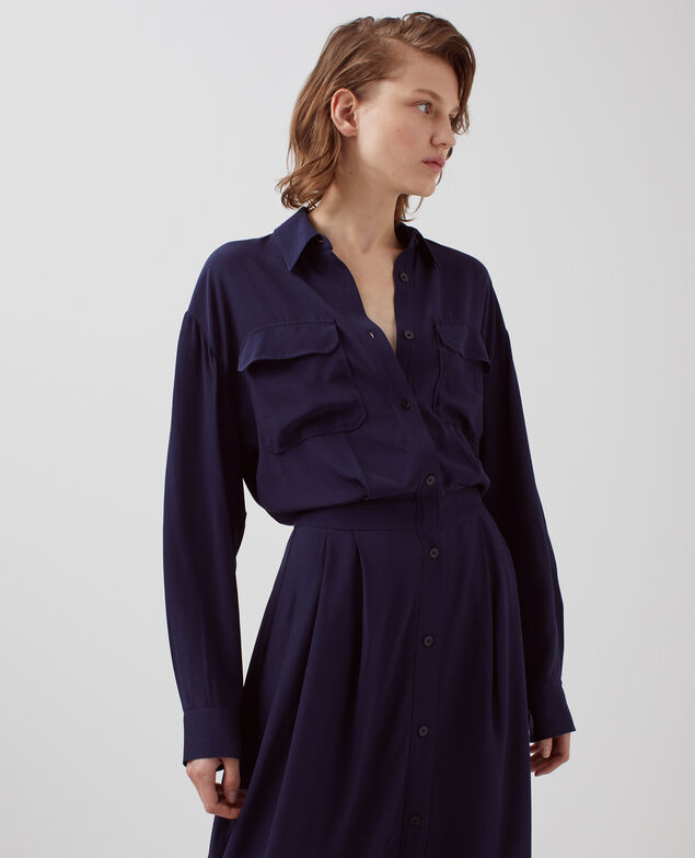 Silky shirt dress H694 baritone blue