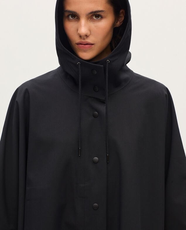 Waterproof hooded poncho H091 black beauty