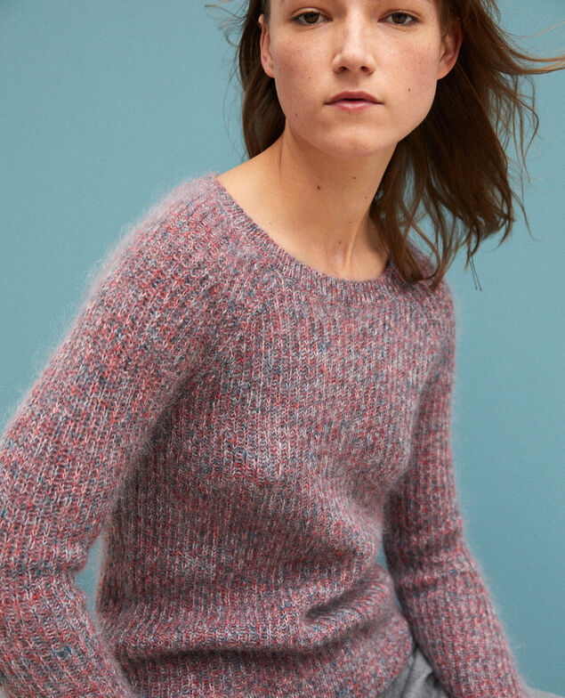 Flecked mohair jumper Pompeian red/ultra green/off white