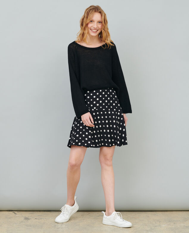 Round neck linen jumper 09 black