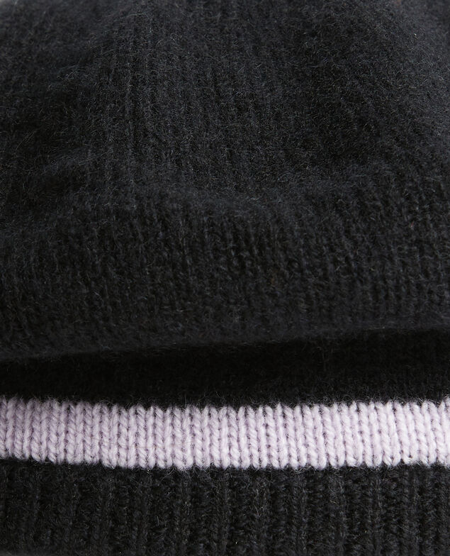 Cashmere beret Stripe black lilac