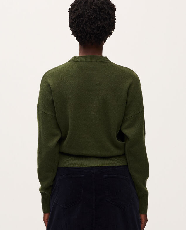 Round neck wool jumper U570 olive