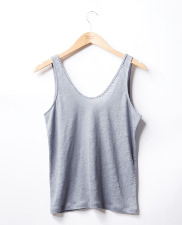 Linen vest top Washed blue