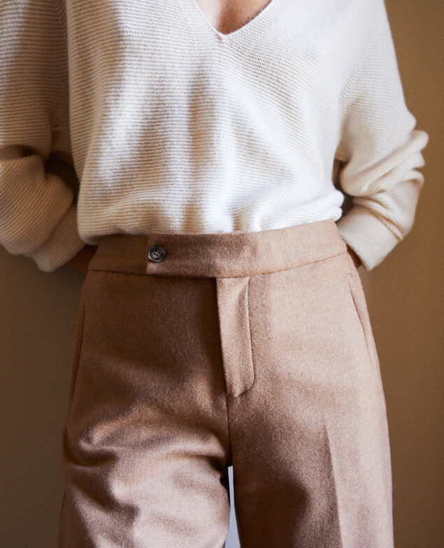 Wool blend suit trousers Camel