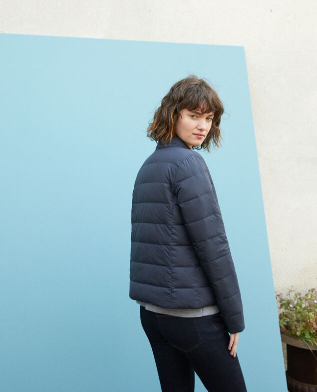 Reversible padded jacket with packable hood Navy/rose clay