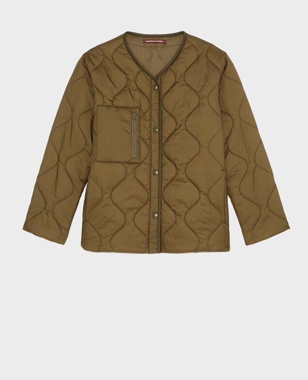 Oversize V-neck down jacket  Military green