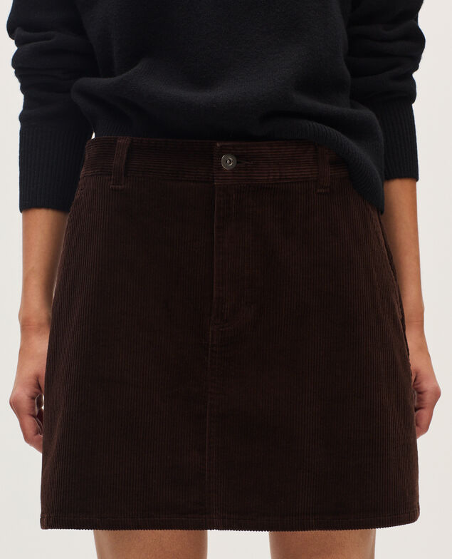 Corduroy mini skirt U380 dark brown