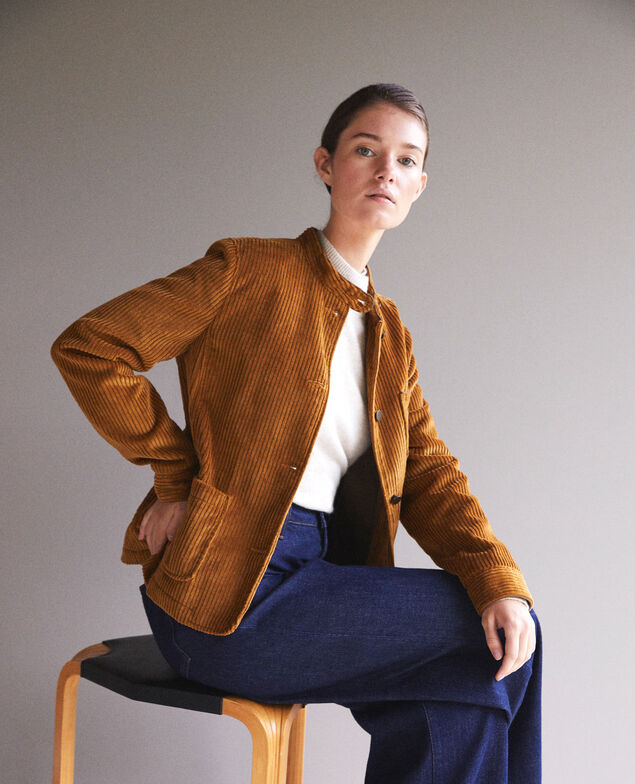 Ribbed corduroy jacket Golden brown