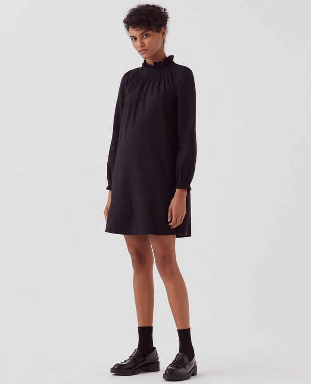 AGLAÉ - Mini dress with ruffle neck H091 black beauty