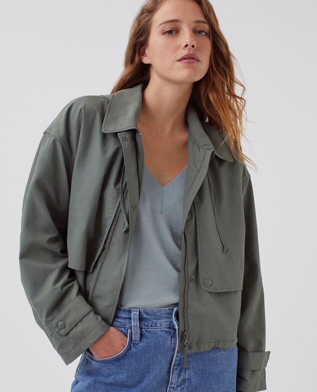Waterproof hooded jacket J560 basil dark green
