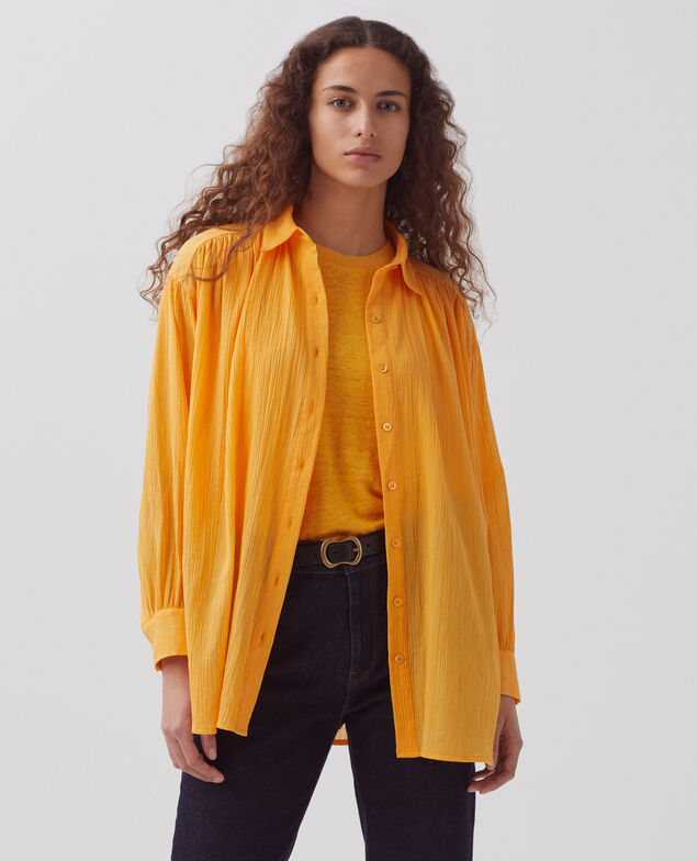 Pleated cotton blouse H450 artisan's gold