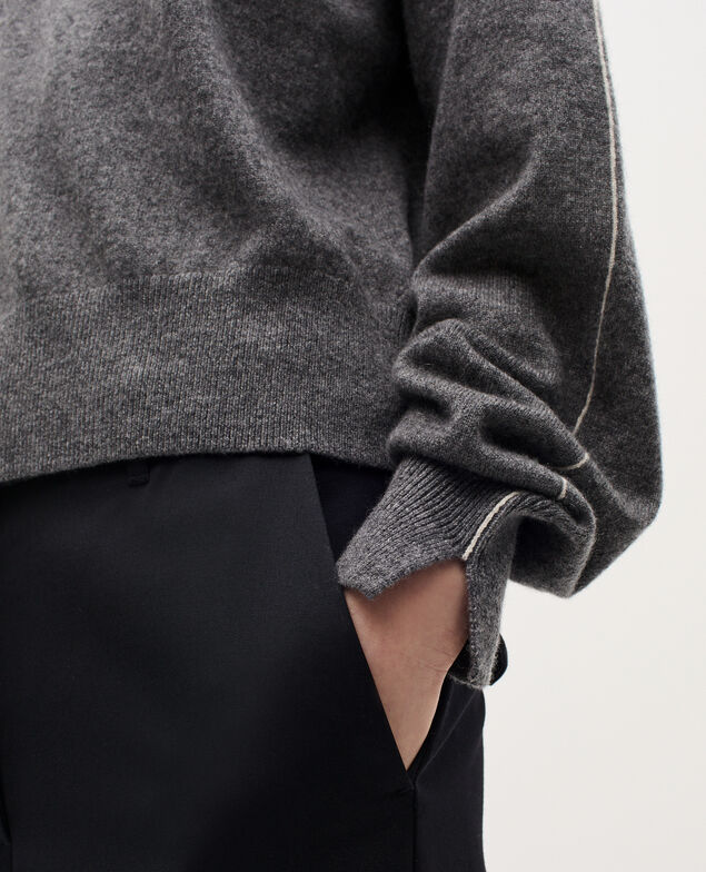 Round neck cashmere jumper K073 gray st ecru
