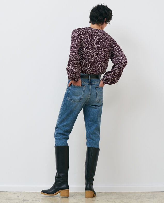 Printed blouse Cyanotype purple