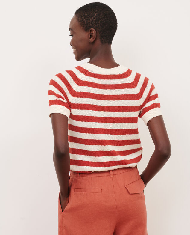 Striped linen and cotton jumper 5061c str ketchup butter