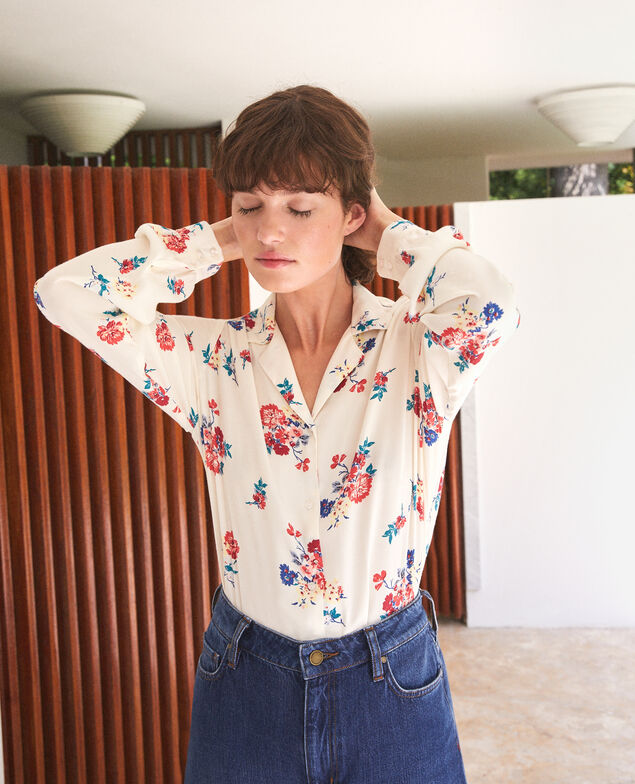 Shirt with pyjama-style collar White