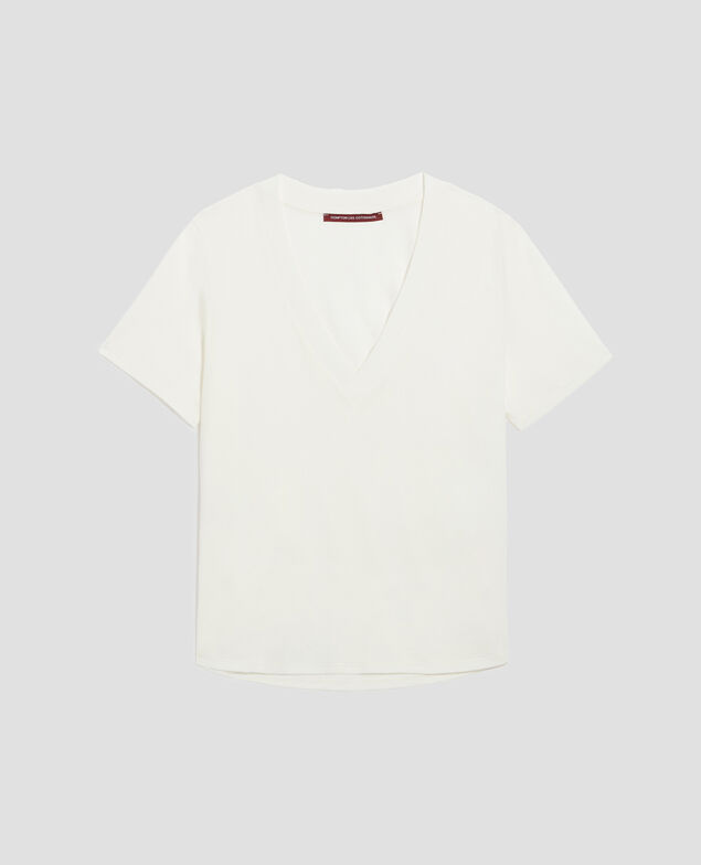 LEA - V-neck cotton t-shirt H003 white