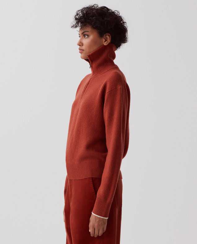 Half-zip wool jumper U270 orange