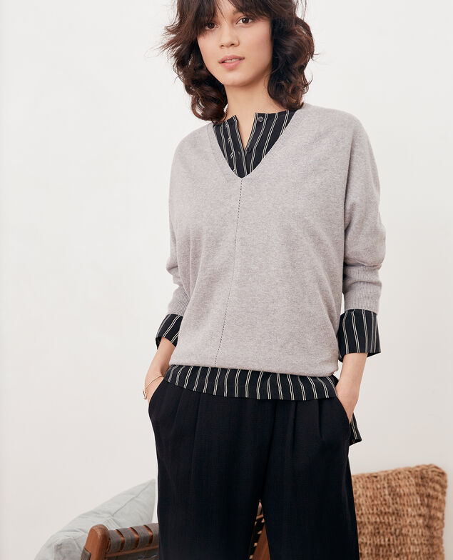 Jumper with 3/4 sleeves Light grey