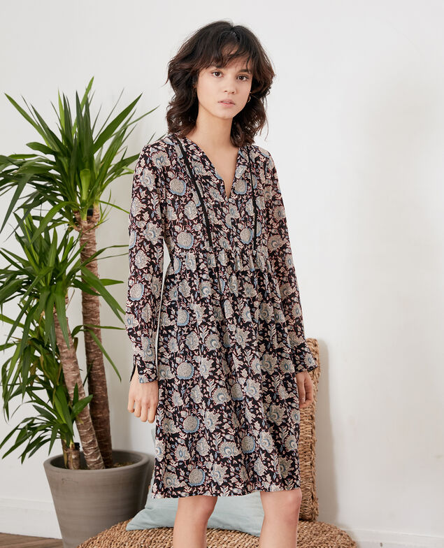 Printed silk dress Darjeeling black