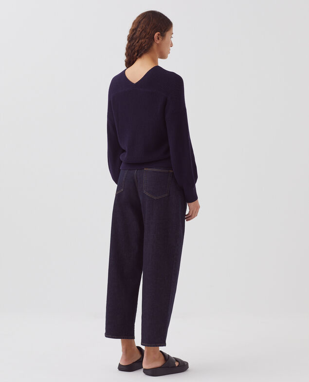 V-neck cotton jumper H694 baritone blue