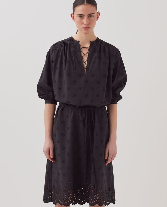 Cotton broderie anglaise midi dress H091 black beauty