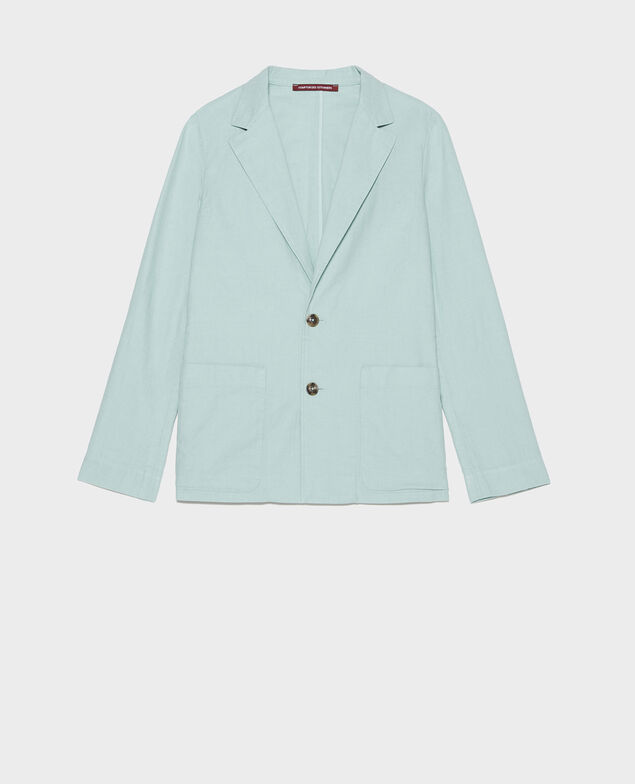Cotton and linen boyfriend blazer Blue haze