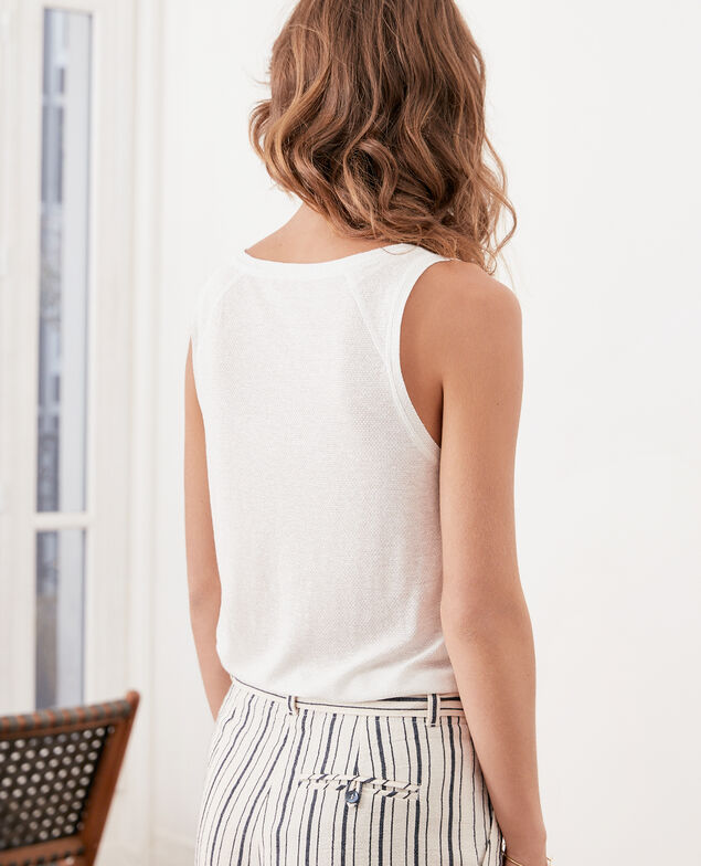 Shimmering linen blend vest Off white