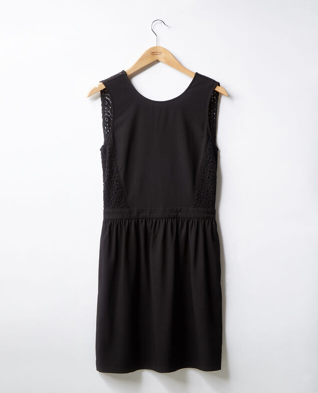 V-back lace dress   Noir