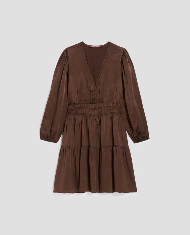 Floaty mini dress I390 coffee bean
