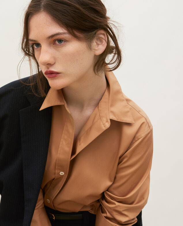 Supima cotton boyfriend shirt Latte