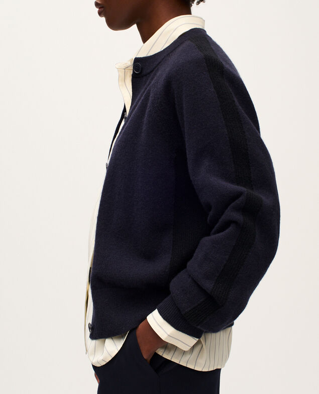 Round neck cashmere cardigan K692 navy st black