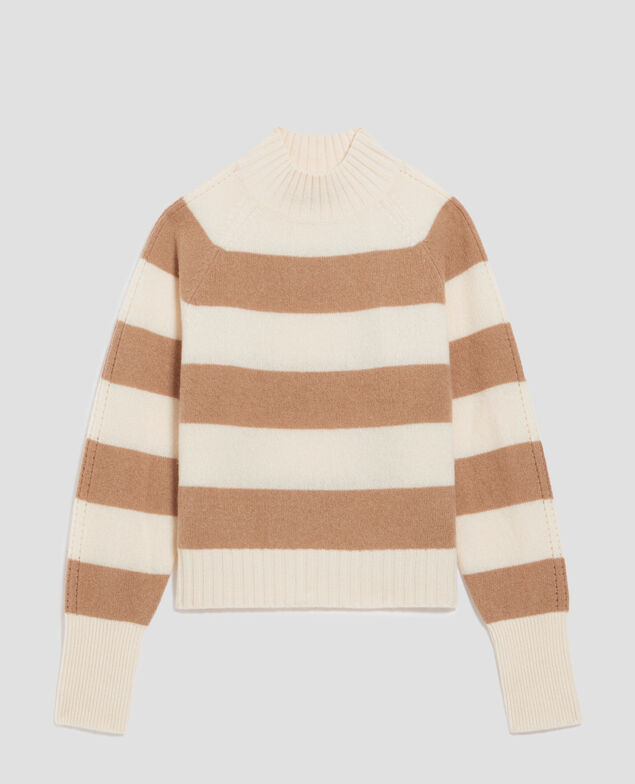 Cashmere polo neck jumper I323 st ivory camel