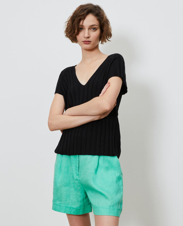 3D rib knit jumper Black beauty