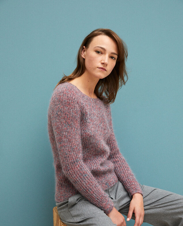 Flecked mohair jumper Pompeian red/ultra green/off white